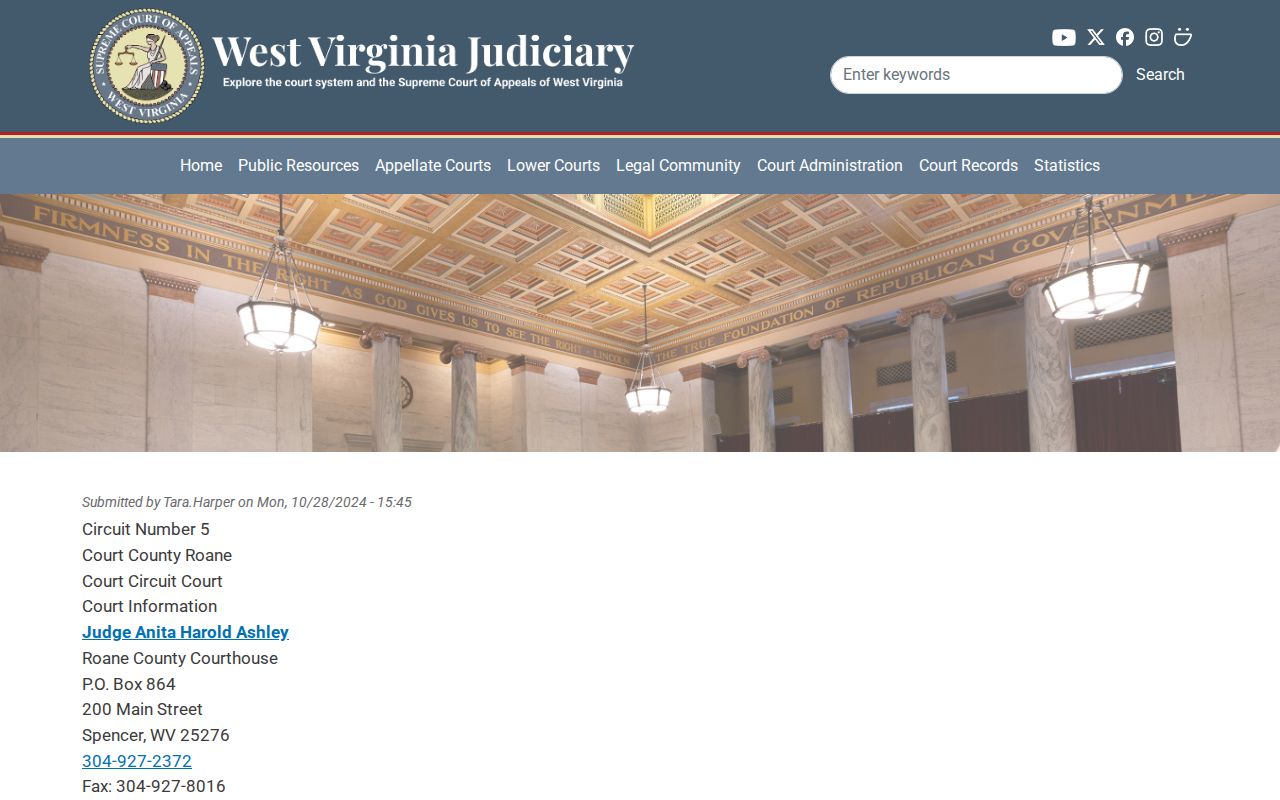 Roane County civil court docket Circuit Court contact information