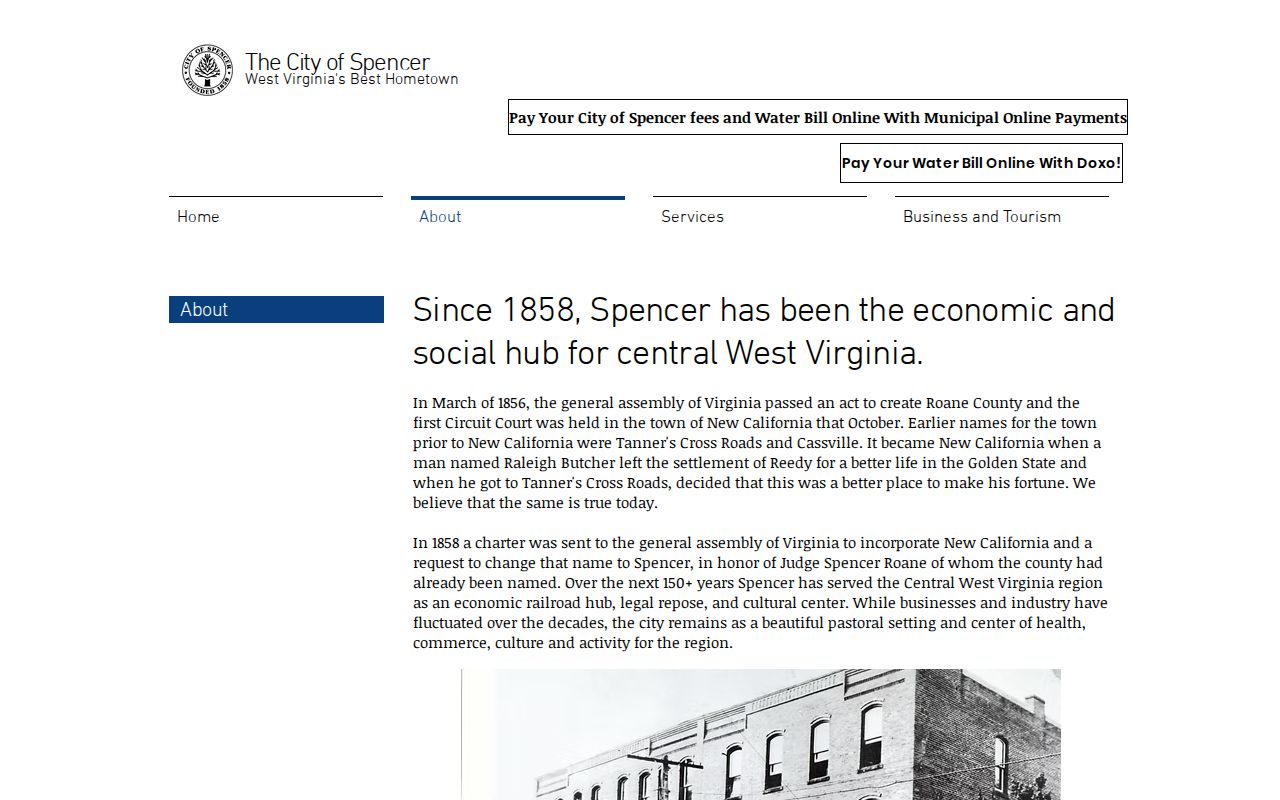 Spencer court and county-seat history on the official city page