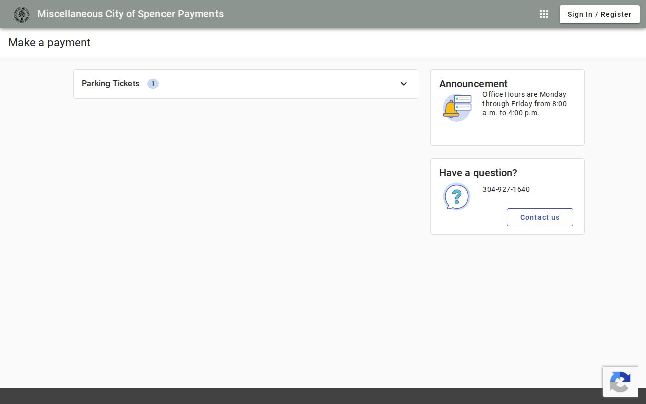 Spencer court record parking ticket payment portal